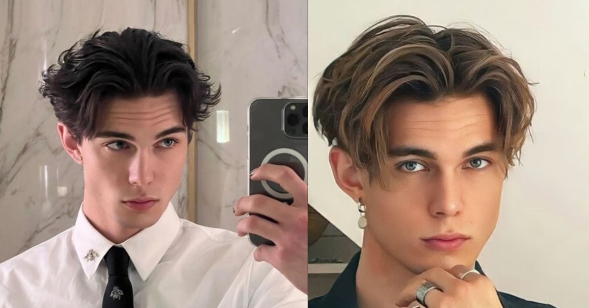 Middle part hairstyle men